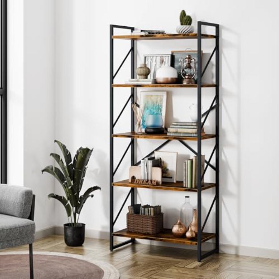 Bookshelf 5 Tier - 5 Tiers Bookshelf, Classically Tall Bookcase