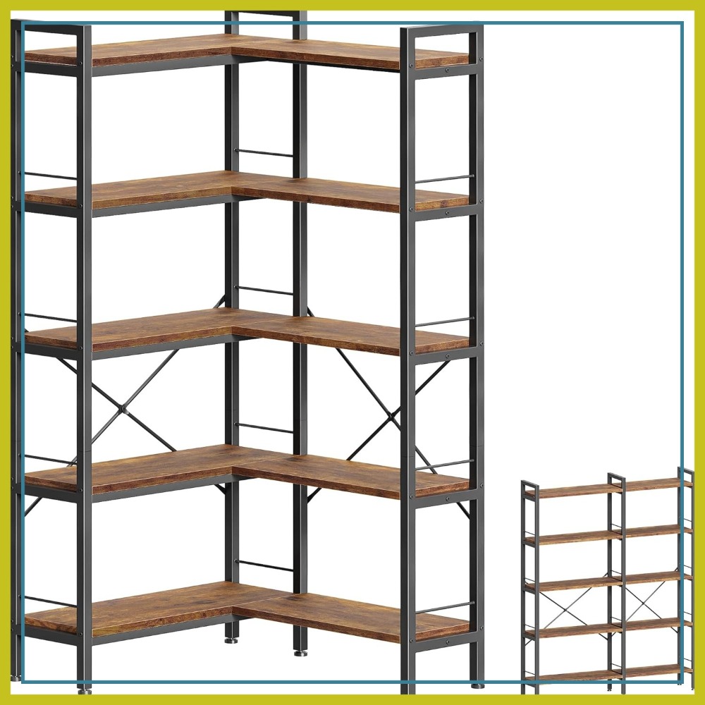 Bookshelf 5 Tier - 5 Tier L Shaped Corner Bookshelf,