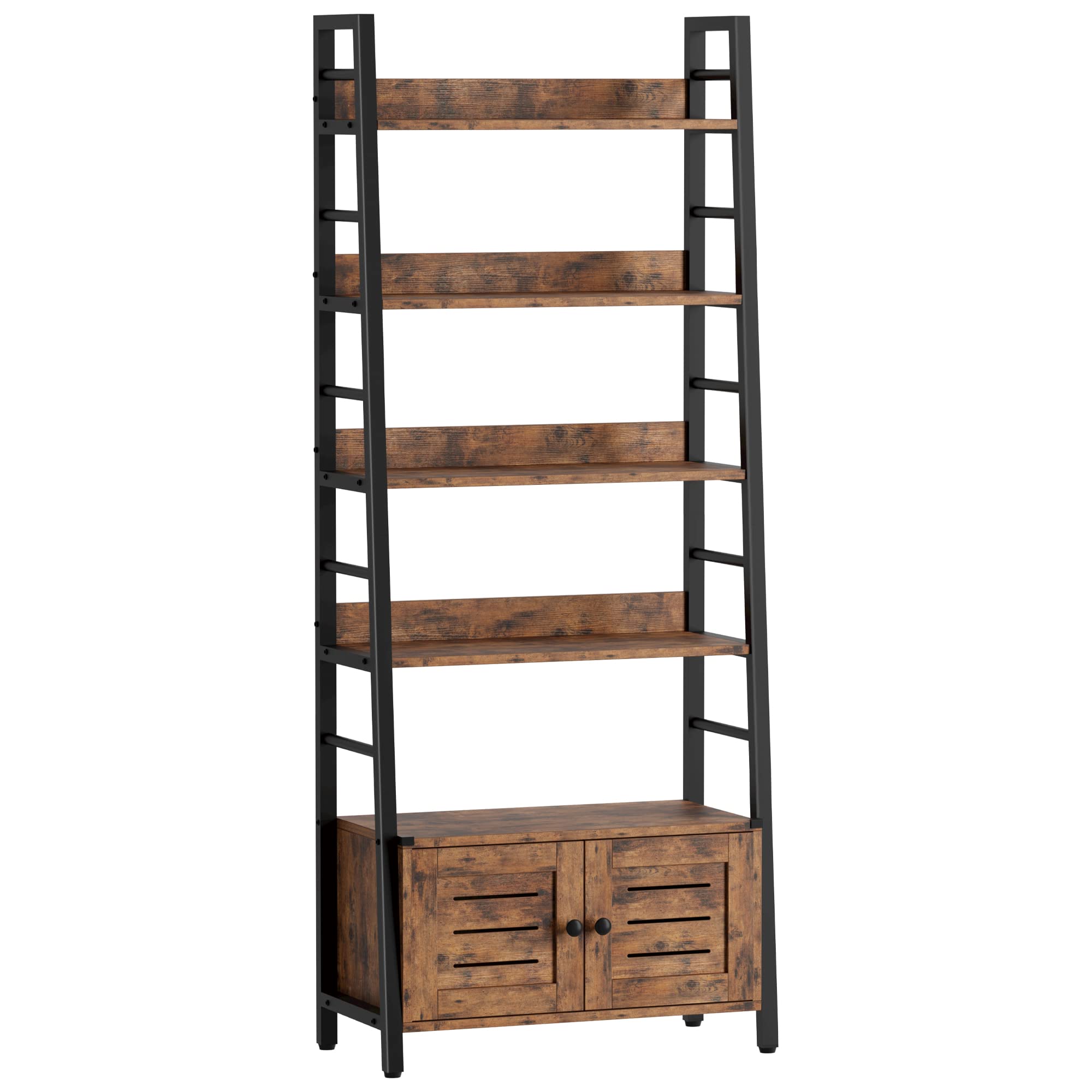Office X Furniture - 4-Tier Ladder Bookshelf With Louvered Cabinet