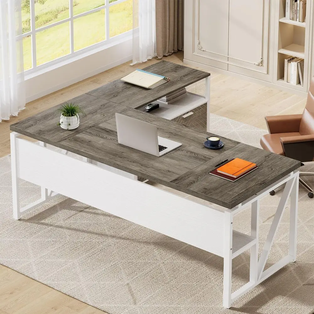 Office Furniture And Desks - LShaped Desk with Drawers, 63 Executive
