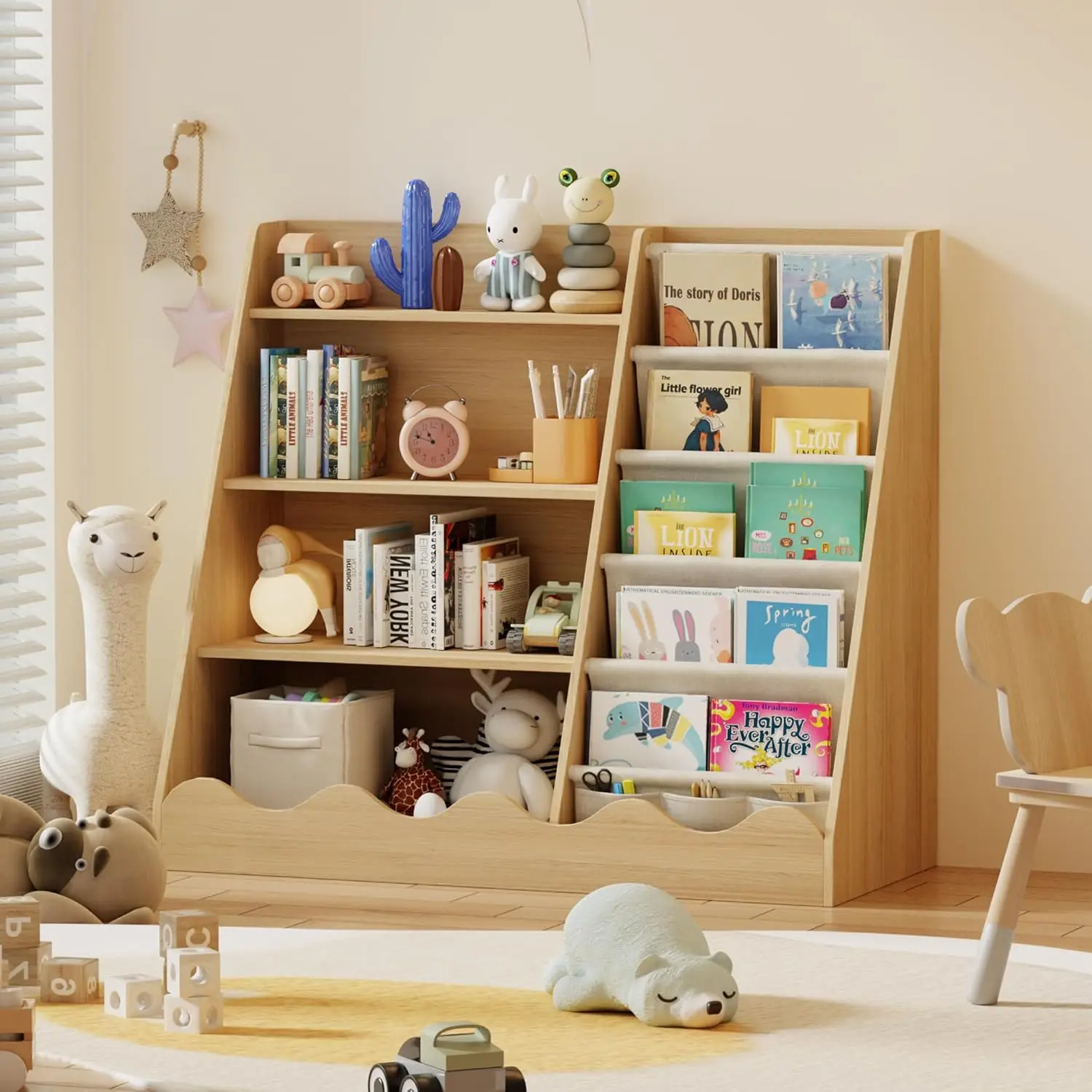 Wooden Kids Bookcase 4 Tier Ba - Bookshelf 5 Tier ulasan dan harga