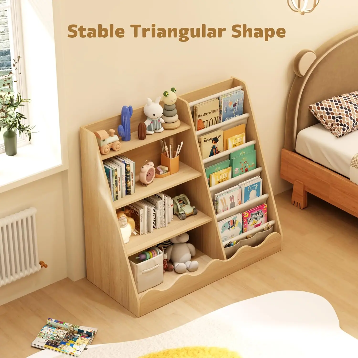 Wooden Kids Bookcase 4 Tier Ba - Bookshelf 5 Tier ulasan dan harga