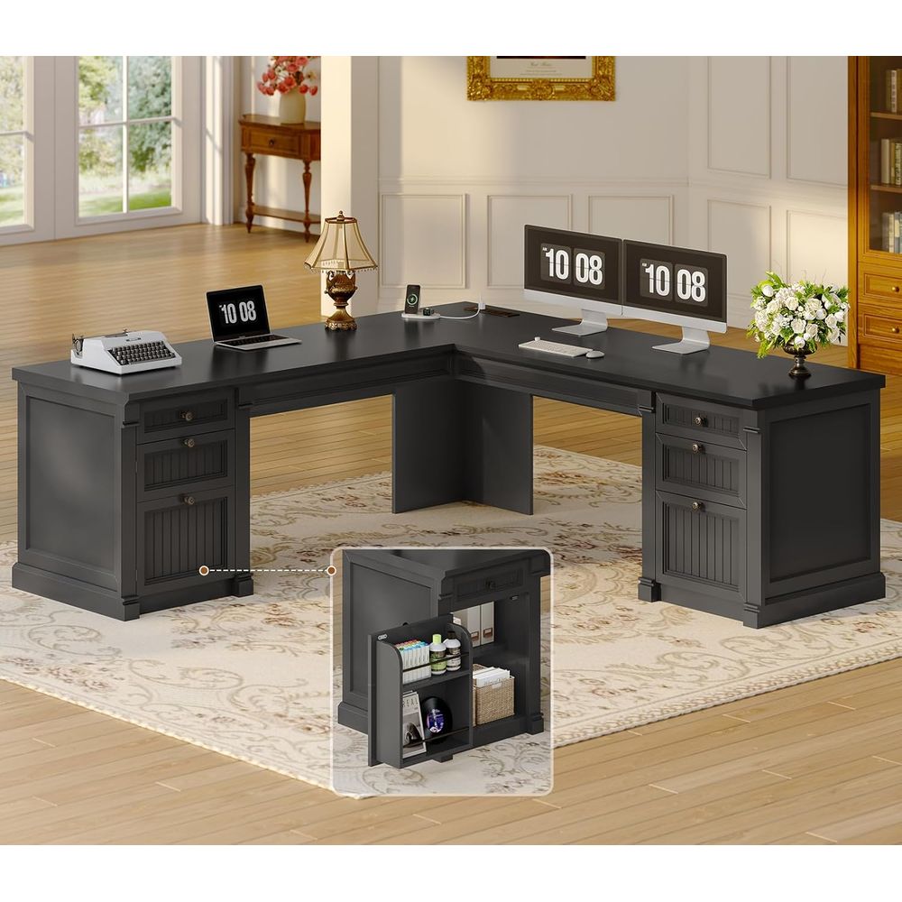 L Shaped Desk with 4 Ders, 67