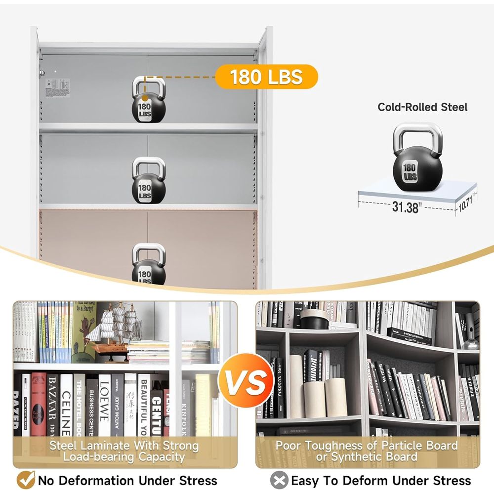70.87 Tall Metal Bookshelf, 5- - Bookshelf 5 Tier ulasan dan harga
