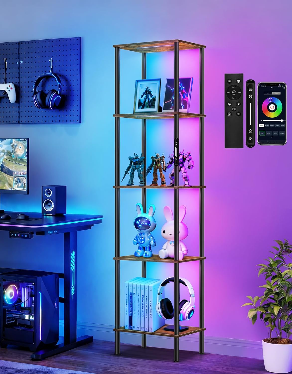 5-Tier Display Shelf with RGB  - Bookshelf 5 Tier ulasan dan harga
