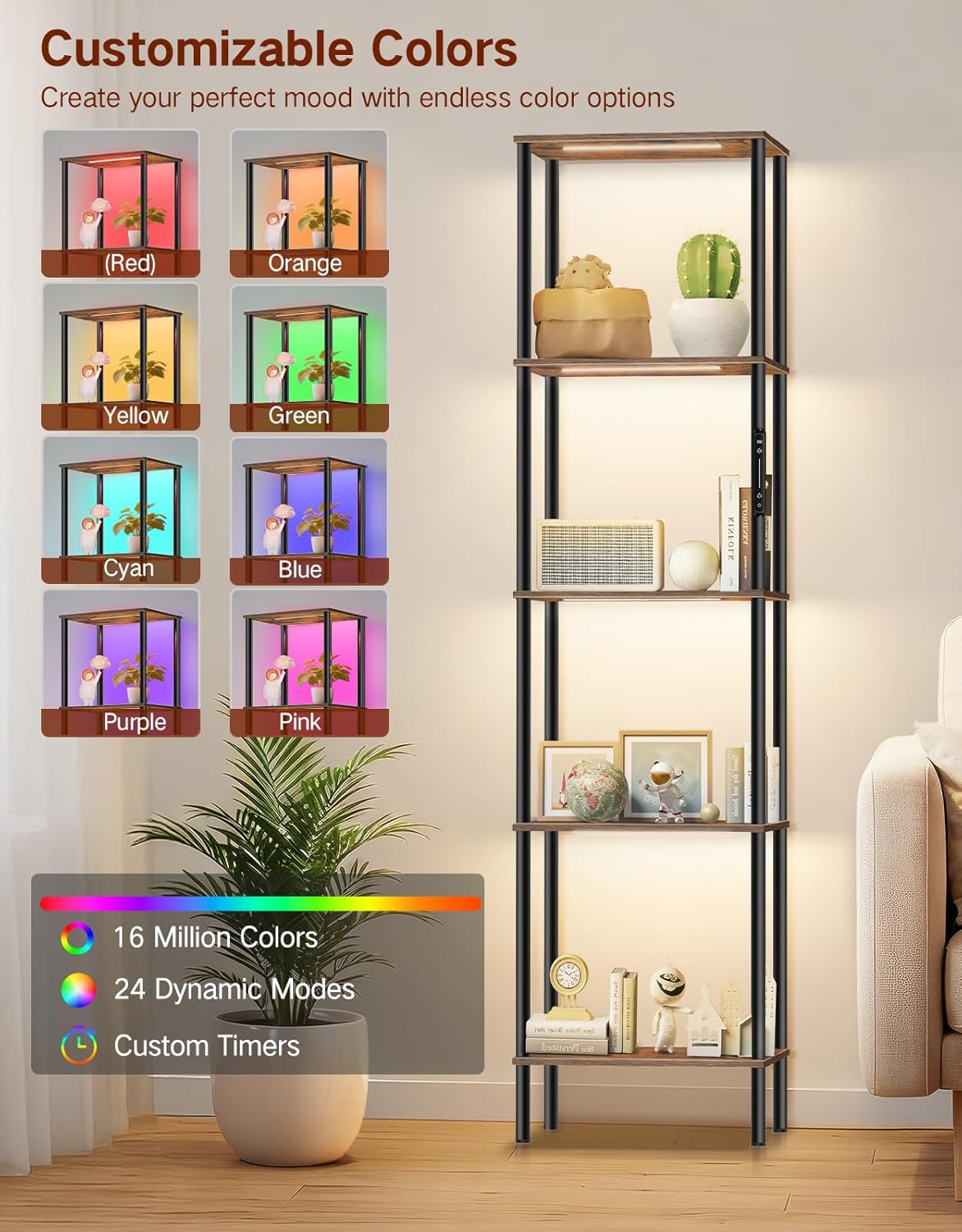 5-Tier Display Shelf with RGB  - Bookshelf 5 Tier ulasan dan harga