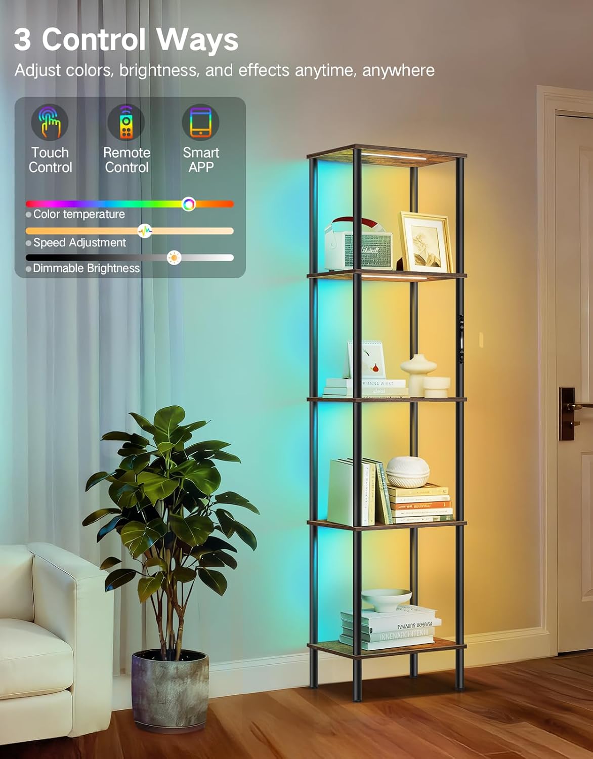 5-Tier Display Shelf with RGB  - Bookshelf 5 Tier ulasan dan harga