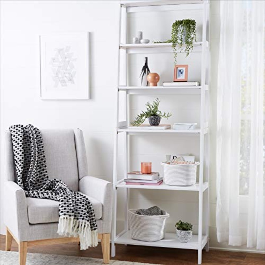 5-Tier Sturdy Rubberwood Ladde - Bookshelf 5 Tier ulasan dan harga