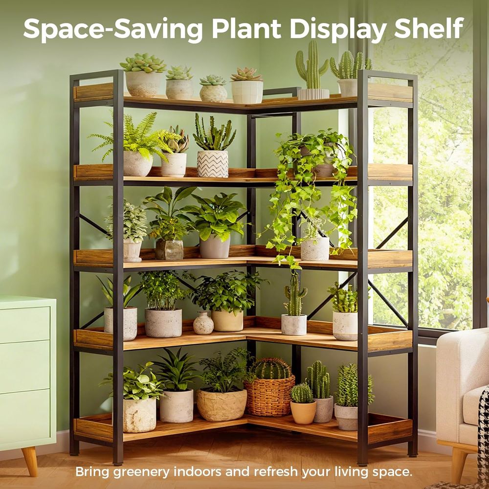 5-Tier L-Shaped Metal Bookshel - Bookshelf 5 Tier ulasan dan harga