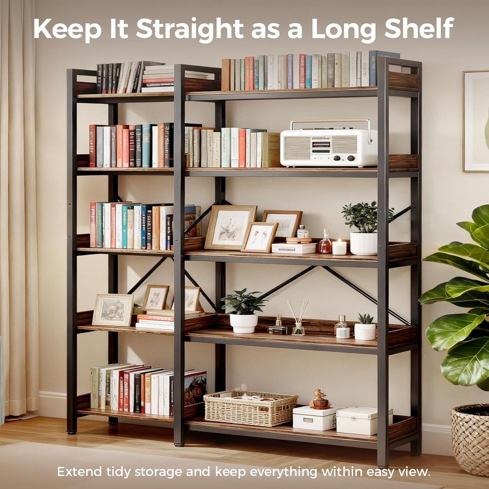 5-Tier L-Shaped Metal Bookshel - Bookshelf 5 Tier ulasan dan harga