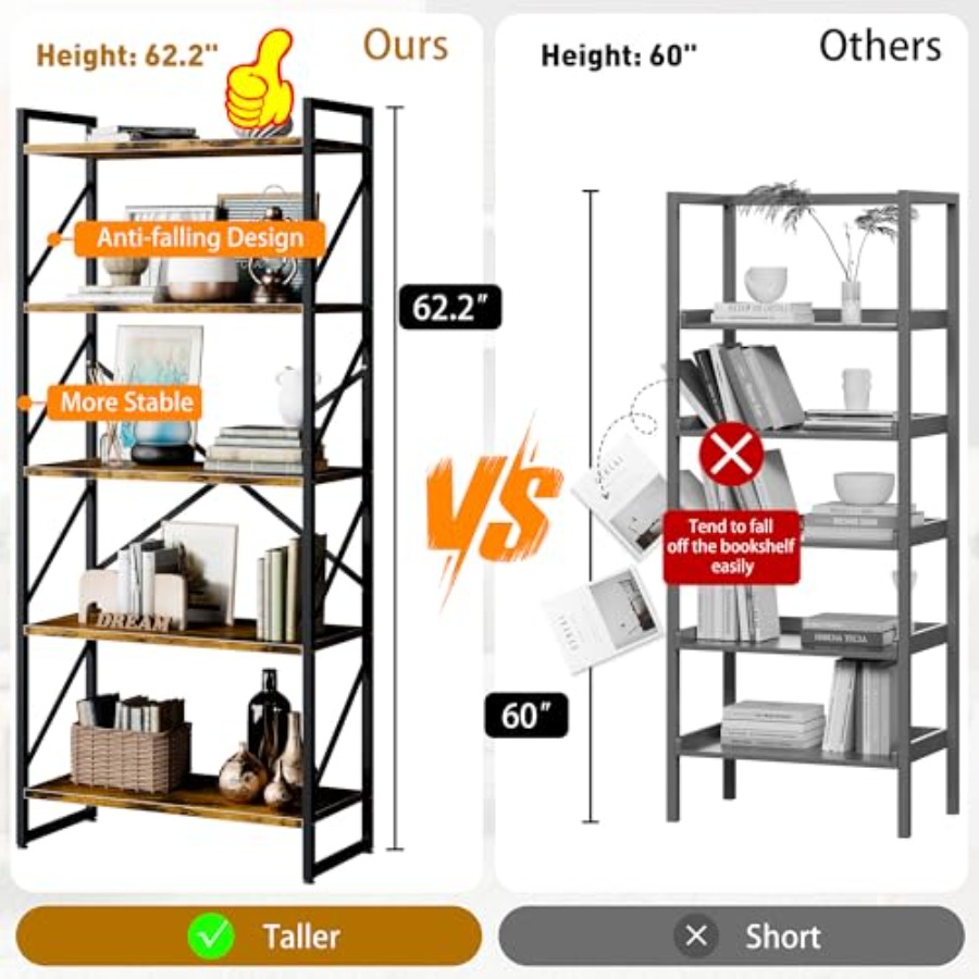 5 Tiers Bookshelf, Classically - Bookshelf 5 Tier ulasan dan harga