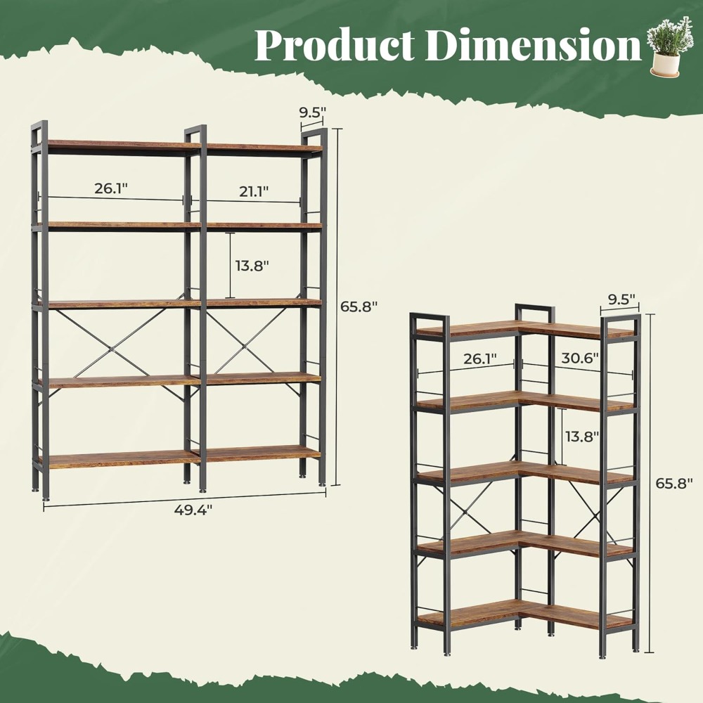5 Tier L Shaped Corner Bookshe - Bookshelf 5 Tier ulasan dan harga