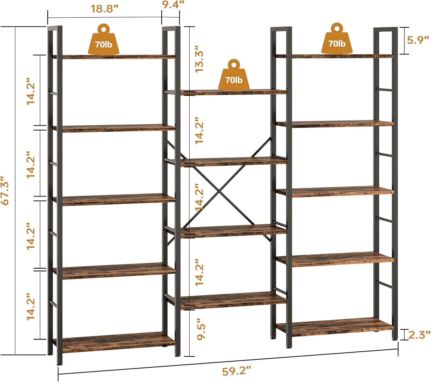 SGIAWETA-Triple Column 5 Tier  - Bookshelf 5 Tier ulasan dan harga