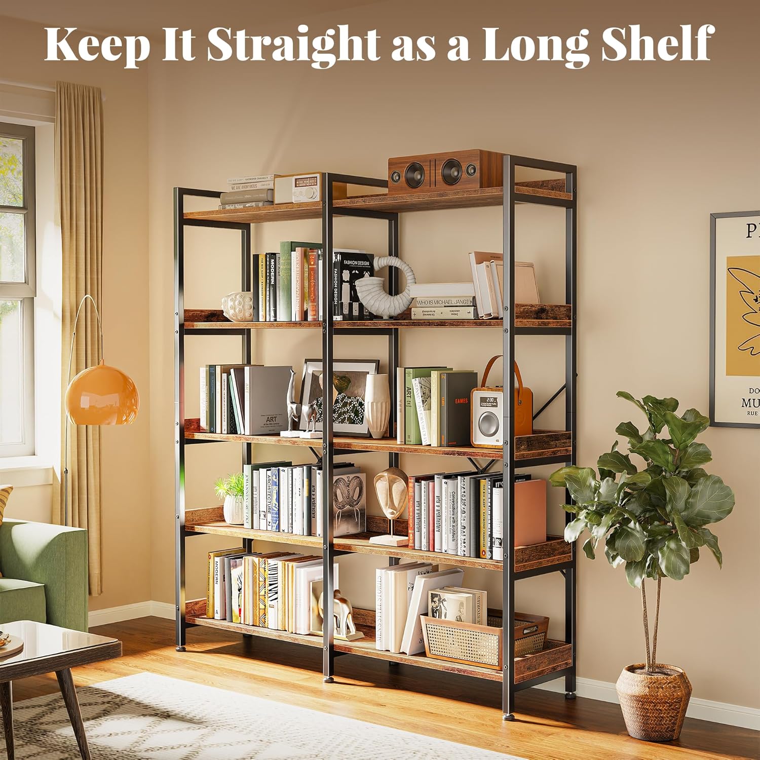 5-Tier Bookshelf with 10 Open  - Bookshelf 5 Tier ulasan dan harga