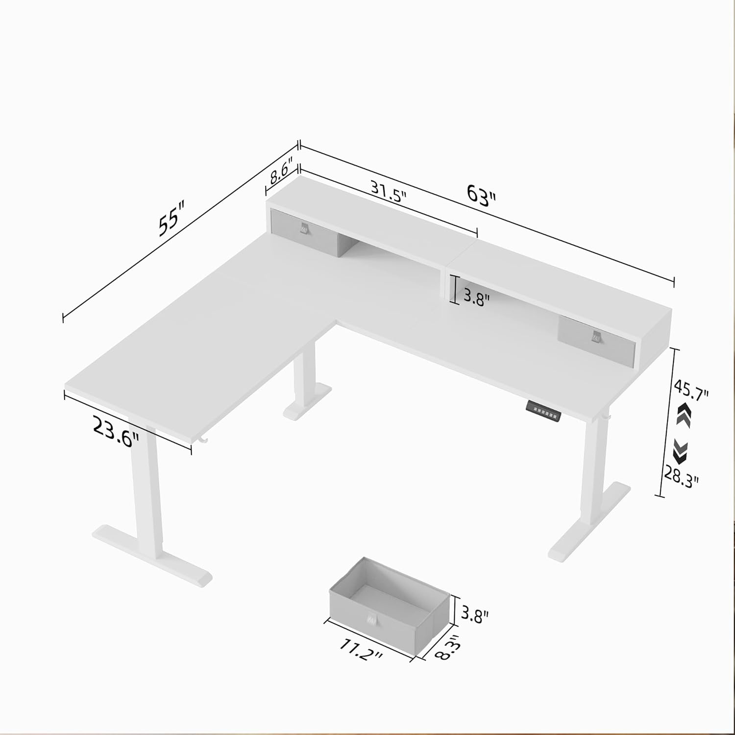 63 x 55 inch Large L-Shaped St - Office X Furniture ulasan dan harga