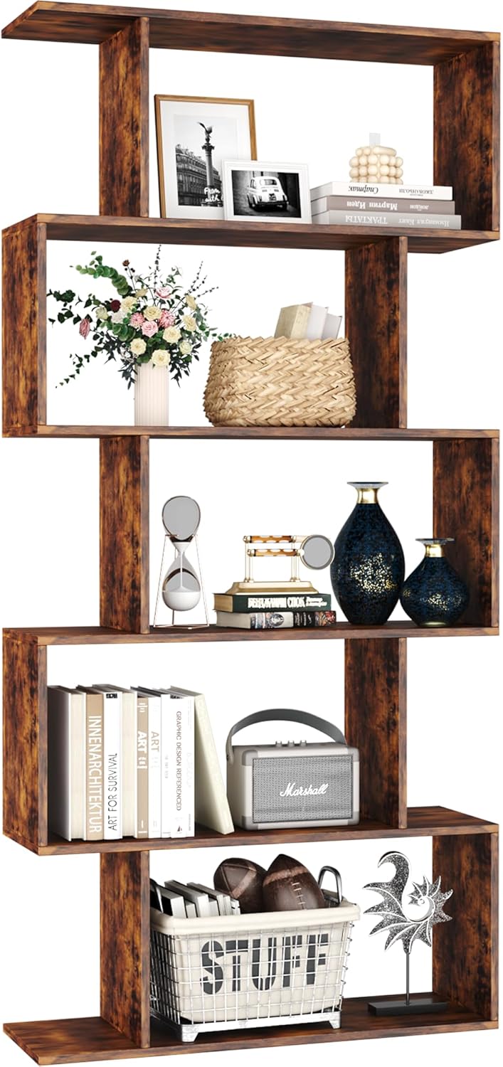 5-Tier S-Shaped Geometric Book - Bookshelf 5 Tier ulasan dan harga