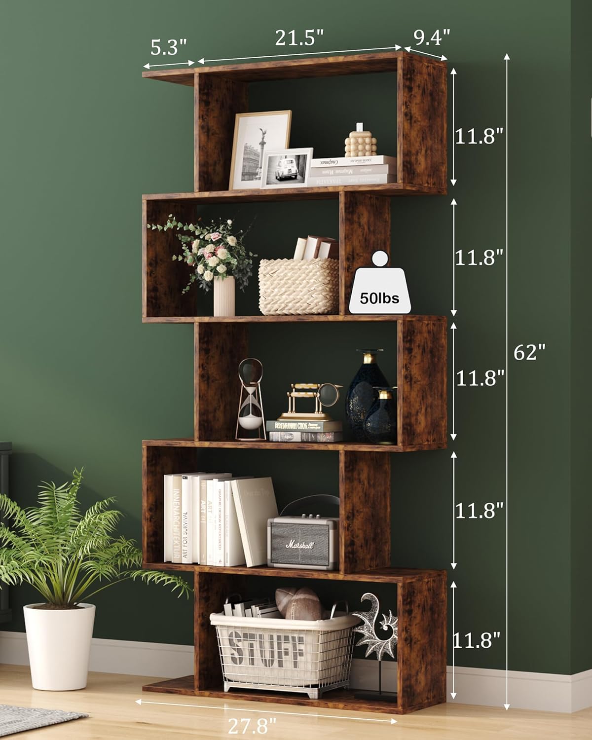5-Tier S-Shaped Geometric Book - Bookshelf 5 Tier ulasan dan harga
