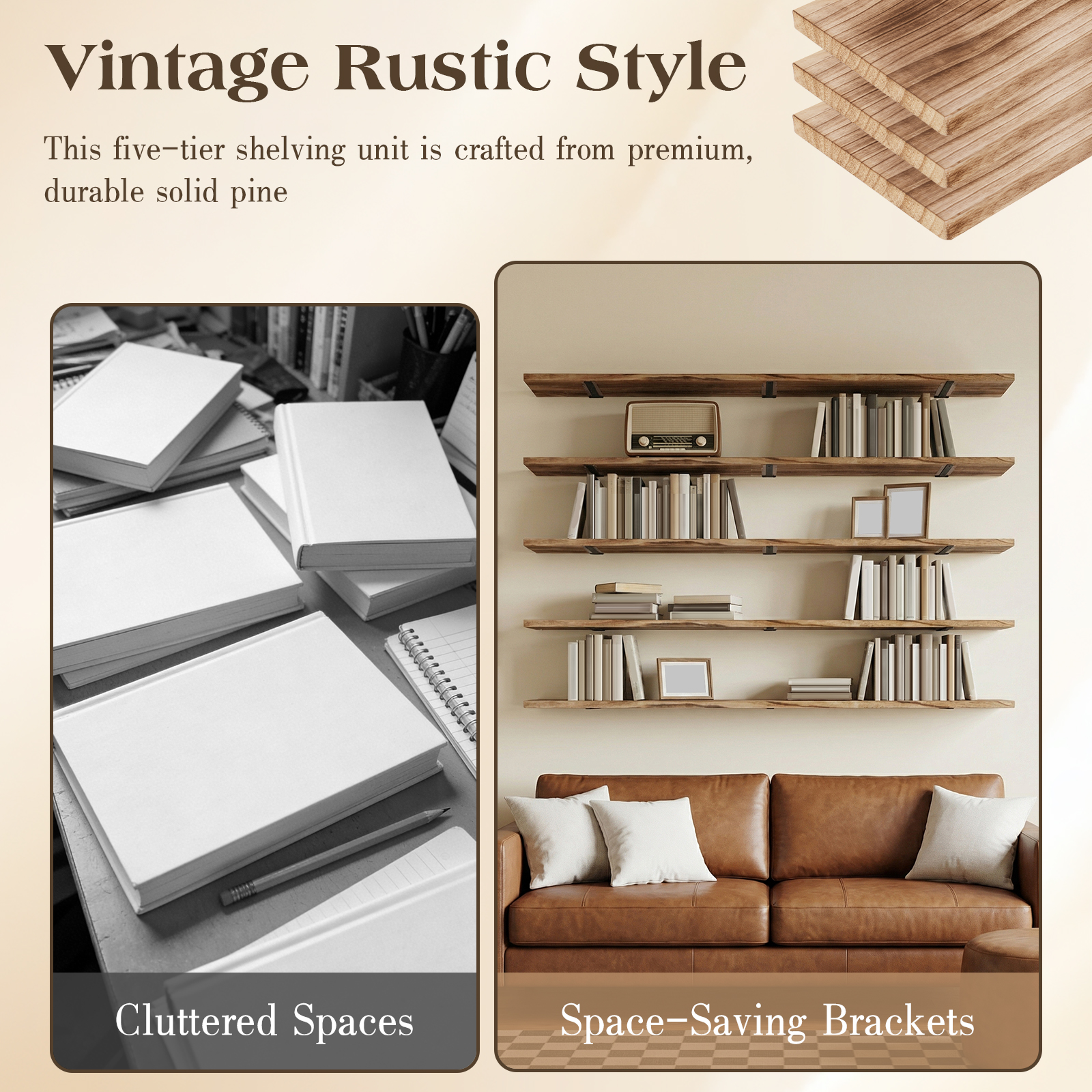 5-Tier Wall Mounted Bookshelf  - Bookshelf 5 Tier ulasan dan harga