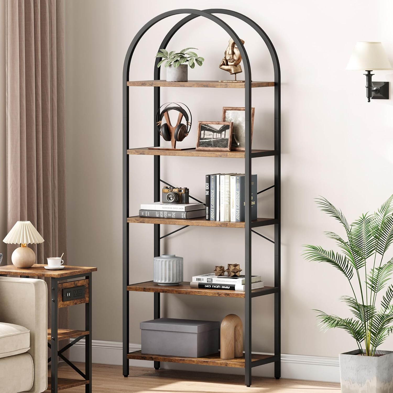 5-Tier Arched Bookshelf with M - Bookshelf 5 Tier ulasan dan harga