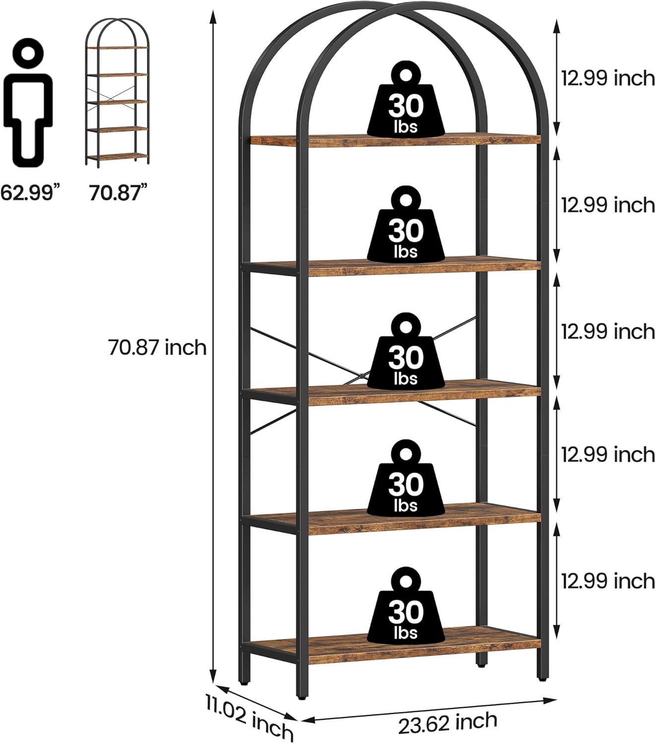 5-Tier Arched Bookshelf with M - Bookshelf 5 Tier ulasan dan harga