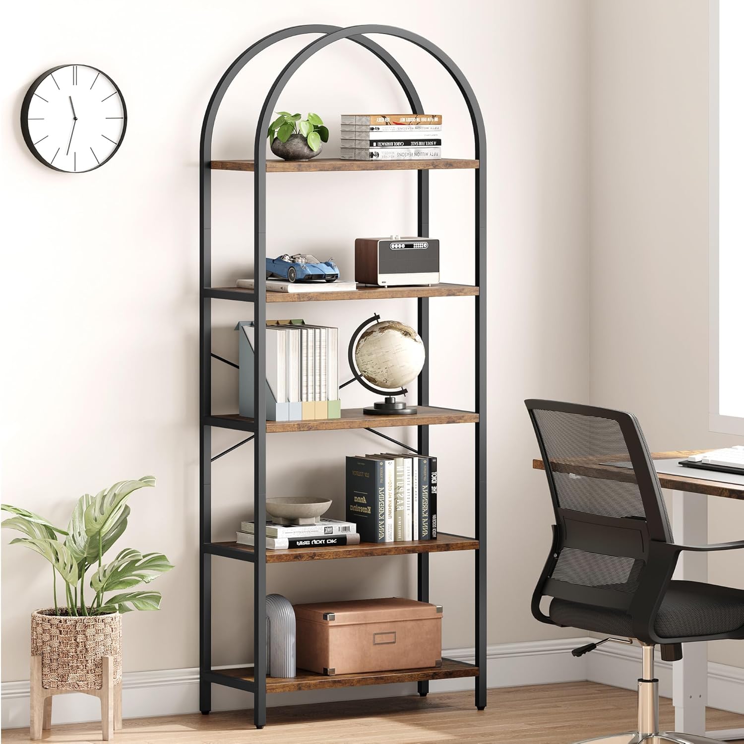 5-Tier Arched Bookshelf with M - Bookshelf 5 Tier ulasan dan harga