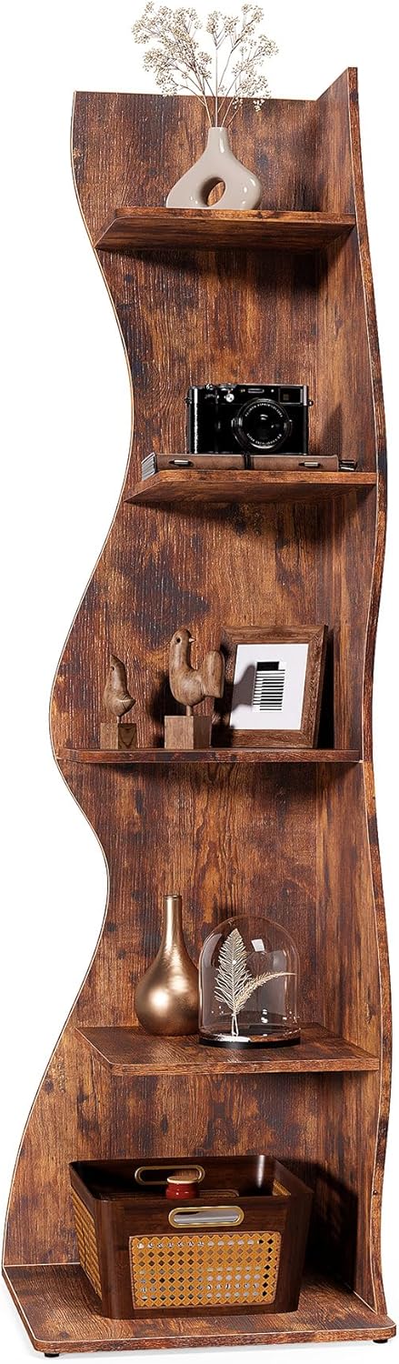 70-Inch Corner Shelf, Seaweed  - Bookshelf 5 Tier ulasan dan harga