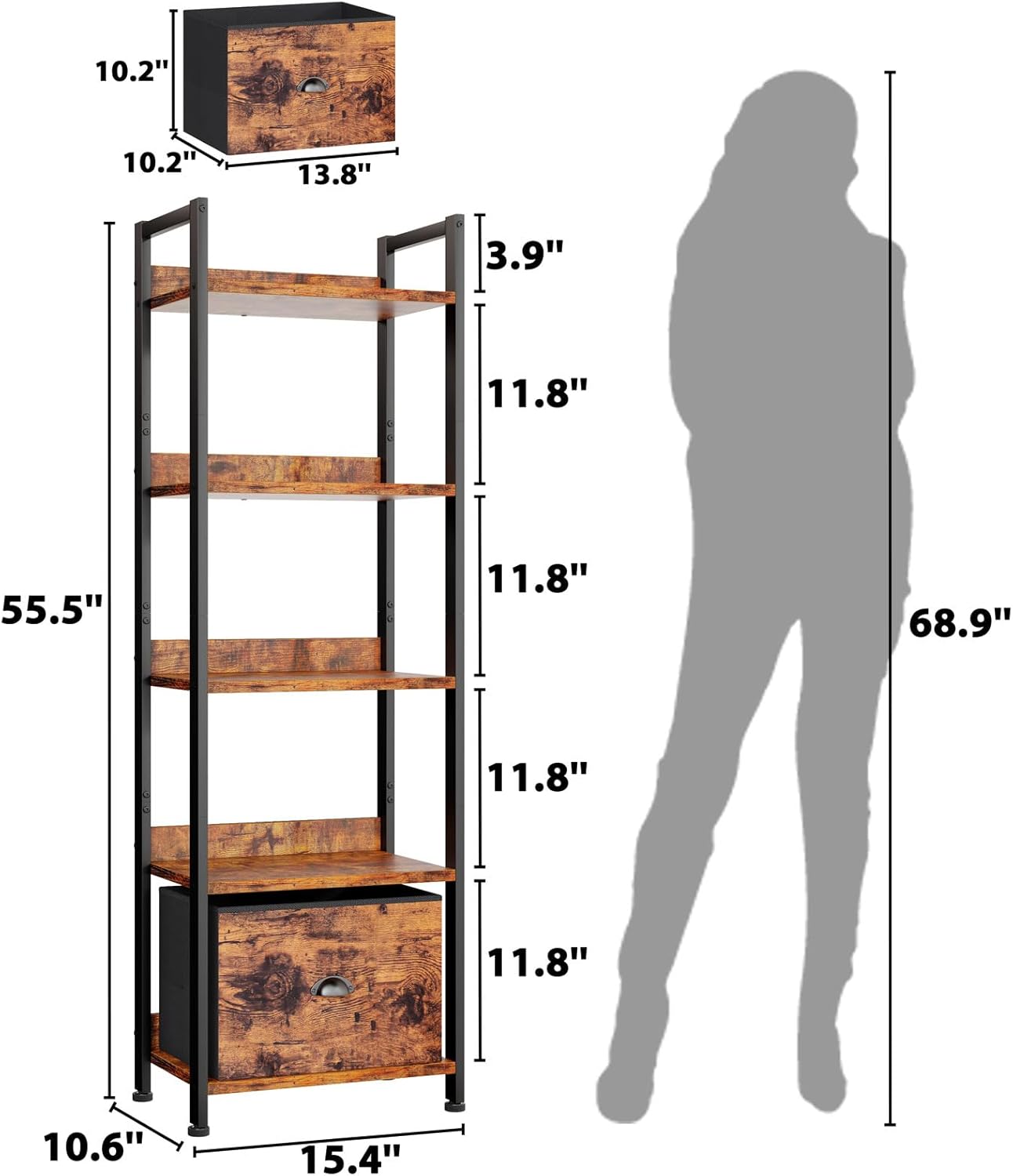 SGIAWETA-5 Tier Bookshelf with - Bookshelf 5 Tier ulasan dan harga